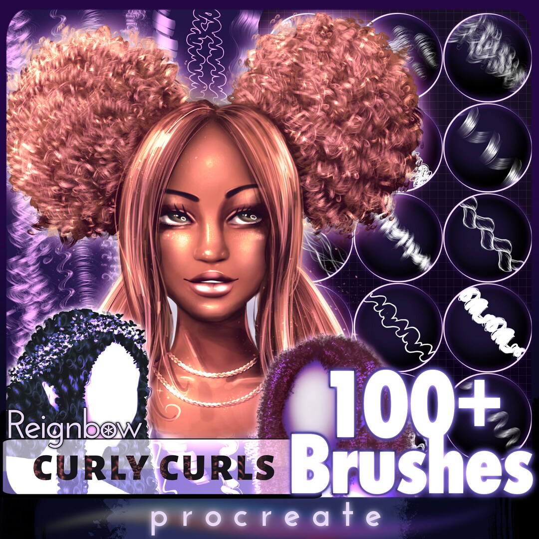 Procreate Hair Brushes Curls Coils Curly Hair Premium Hair Etsy