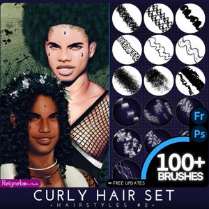 Photoshop Hair Brushes / Clip Studio Paint Hair Brushes - Locken, lockiges Haar Hochwertige Pinsel für Digital Paintings, Comics, Cartoons
