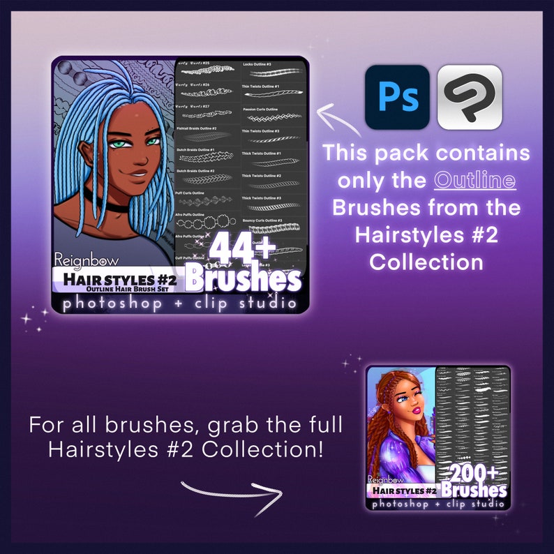 Hair Brushes / Clip Studio Paint Outline Hairstyle Etsy