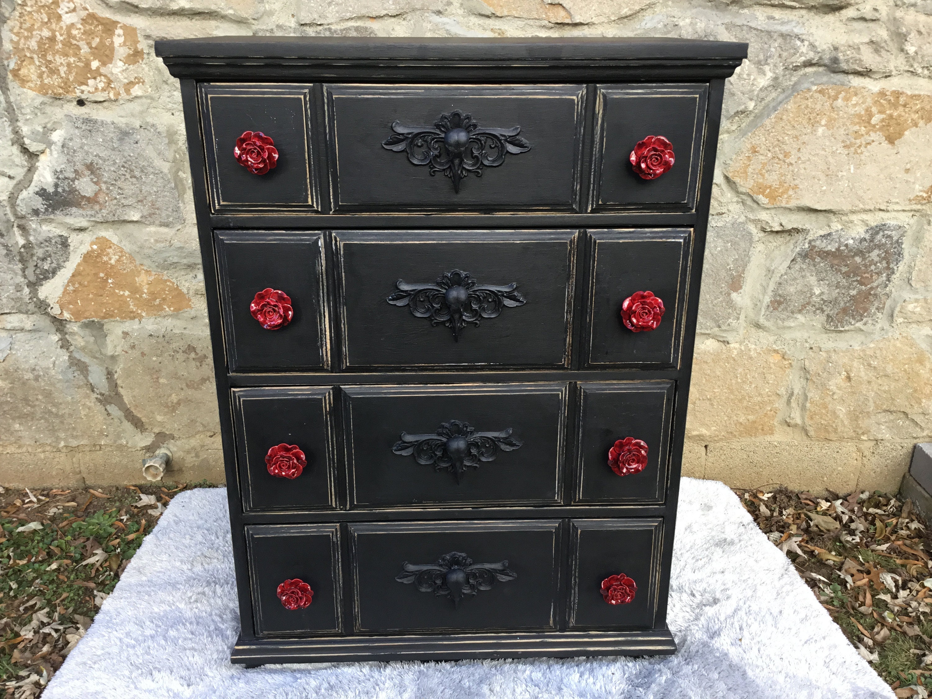 Black Gothic Dresser With Crows and Roses - Etsy Black Gothic Dresser With Crows and Roses - Etsy
