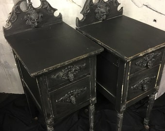 WORK SAMPLE Gothic Antique Skull Nightstands free Shipping