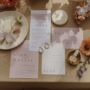 Modern, Stylish, Minimal Wedding Invitation, Custom Wedding Invite. Colours can be changed, Simple Contemporary Wedding Invite Olivia image 2