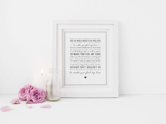 Adele 'make You Feel My Love' Song Lyrics Print 