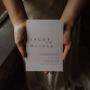 Modern, Stylish, Minimal Wedding Invitation, Custom Wedding Invite. Colours can be changed, Simple Contemporary Wedding Invite Olivia image 3