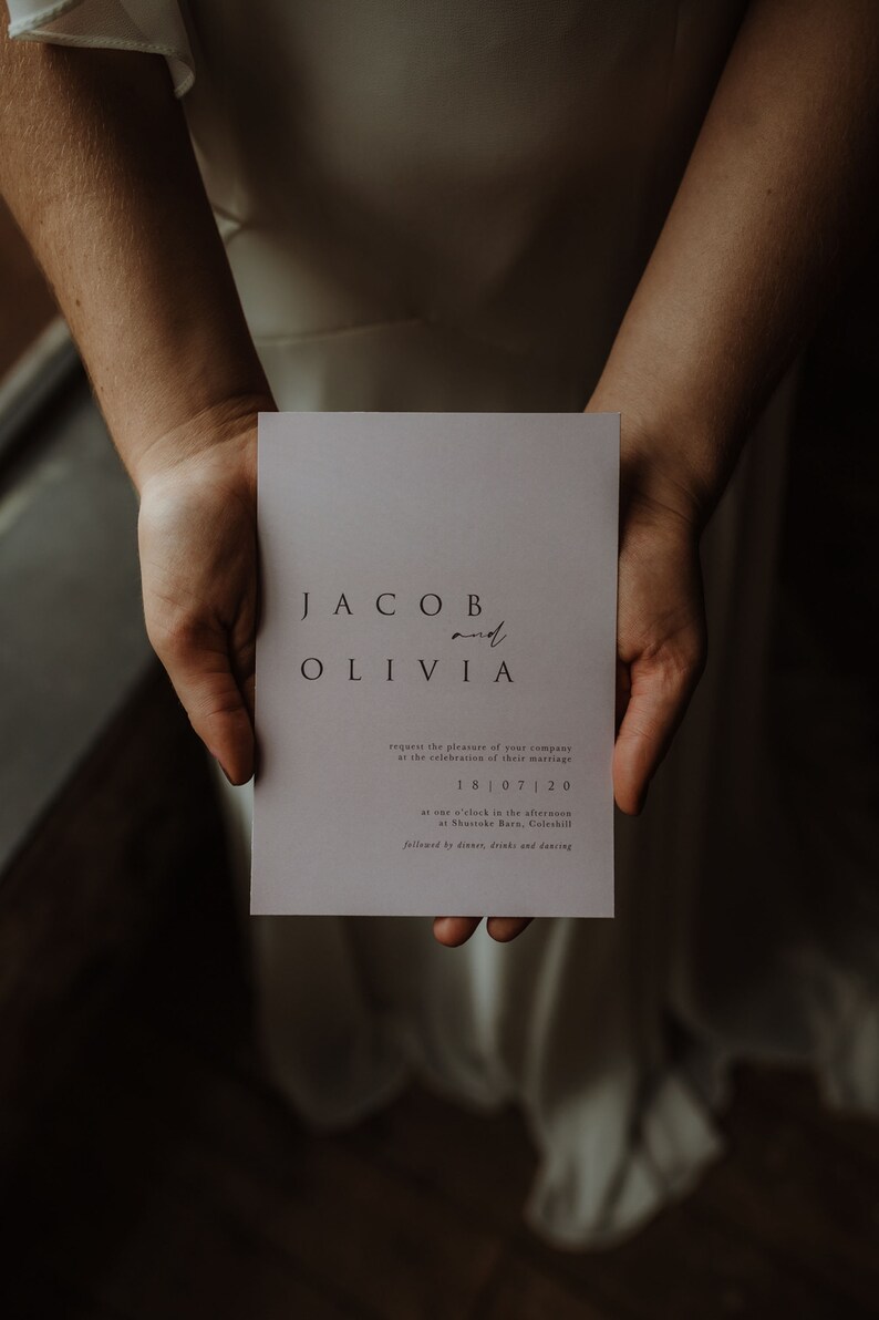 Modern, Stylish, Minimal Wedding Invitation, Custom Wedding Invite. Colours can be changed, Simple Contemporary Wedding Invite Olivia image 3