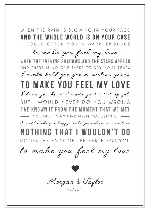 Adele Make You Feel My Love Song Lyrics Print Etsy