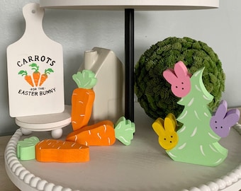 Wood carrots, Easter bowl filler, mini carrots, bunny tree, spring accents, Easter carrots, tiered tray decor, Easter tiered tray, carrots