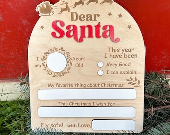Dear Santa Board, Letter to Santa Sign, Kids Christmas Wish List, Christmas Activity Board, Reusable Santa Letter Sign, Christmas kids decor