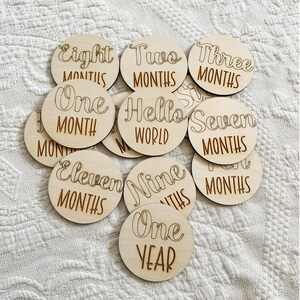 Baby Monthly Milestone markers, wooden, boho, baby photos, milestone gifts, sign, disks, hello world, baby shower, milestone cards nursery