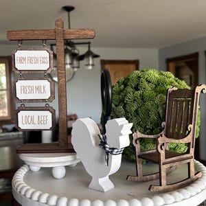 Farmhouse Tiered Tray Decor Set, Tiered Tray Decor Farmhouse, Farmhouse Decor, Cow Pig Tier Tray Decor, Rustic Farm Decor, Farm Stand sign