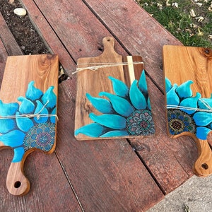 Sunflower painting, Rustic Sunflower painting on wood, Sunflower painting, floral serving board, kitchen decor, Barnwood Sunflower decor