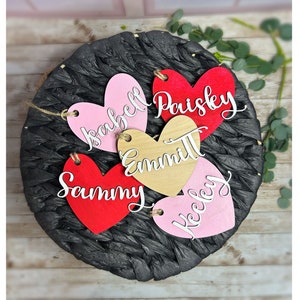 Heart name tags, valentine basket tag, Valentine&#39;s Basket tags, Valentine&#39;s Day Bag Tags, Custom Valentine&#39;s Day Name tags, basket tags,