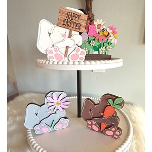 Easter Tiered Tray, Spring Tiered Tray, Easter Tray Fillers, Bunny tier Tray, Tiered Tray decor, Easter Home decor, Spring tier tray decor