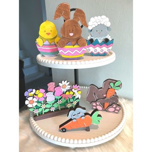 Bunny tier Tray, Spring Tiered Tray, Easter Tiered Tray, Easter Tray Fillers, Tiered Tray decor, Easter Home decor, Spring tier tray decor