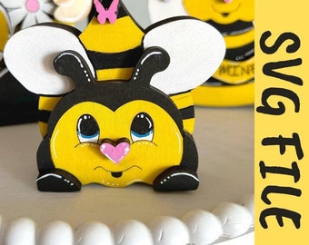 Bumble Bee SVG tiered tray file, bee svg, spring bee svg, bee laser cut svg, honey bee digital file, bumble bee tier tray svg cut file, bee