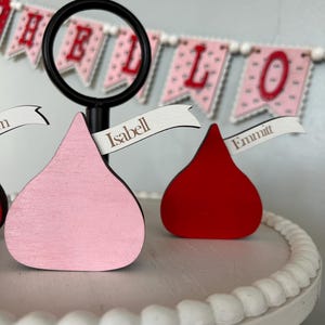 Personalized Mini Valentine Gift – Custom Wooden Candy Kiss Decor, Faux Candy Valentine’s Day Decoration, Cute Tier Tray Accent image 5