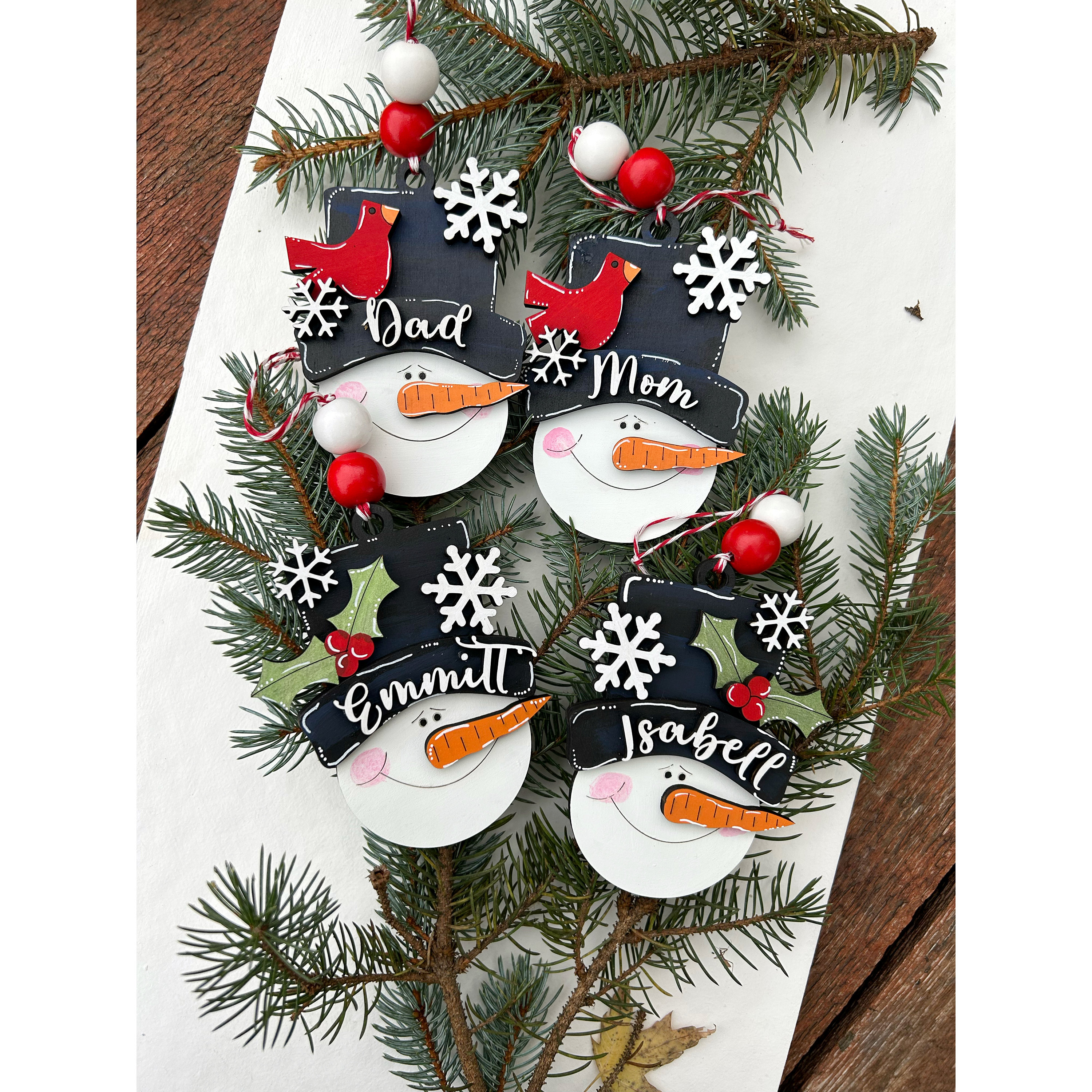 PERSONALIZED snowman ornament, personalized snowman, personalized ornament, Christmas stocking tag, personalized family Christmas snowman