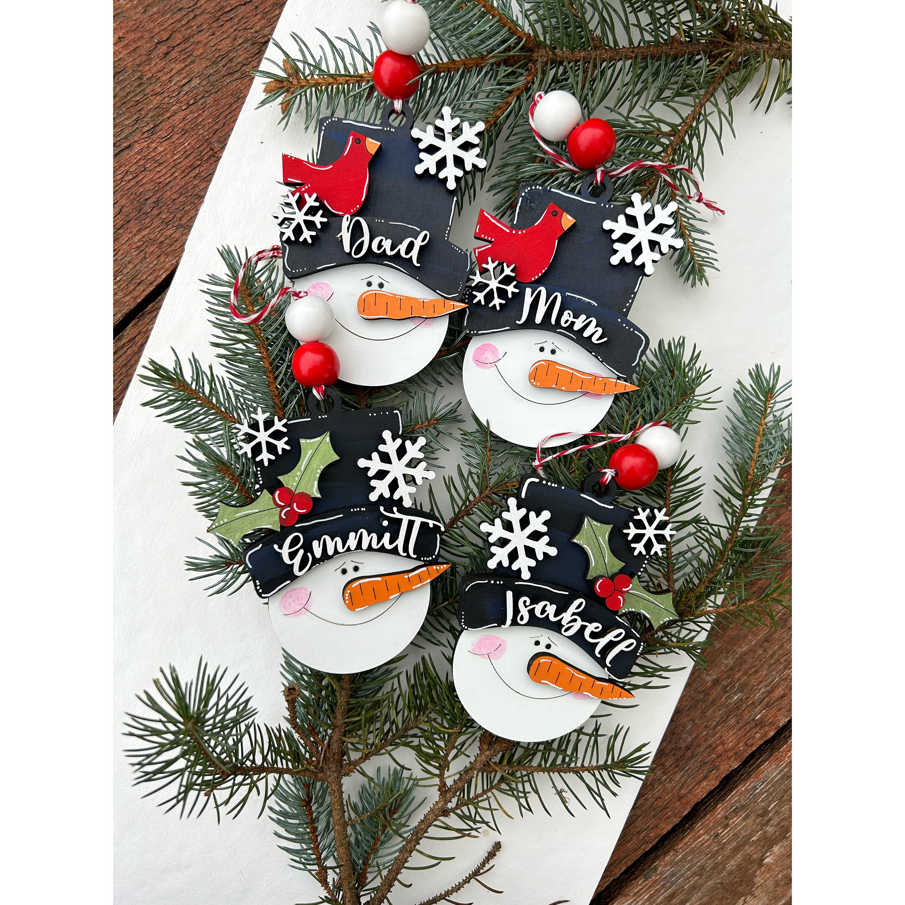 PERSONALIZED snowman ornament, personalized snowman, personalized ornament, Christmas stocking tag, personalized family Christmas snowman