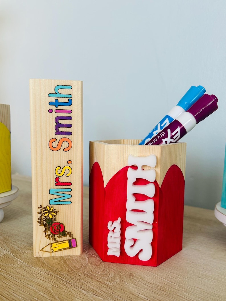 Personalized Teacher Pencil Cup & Dry Eraser Set With Markers – Custom ...