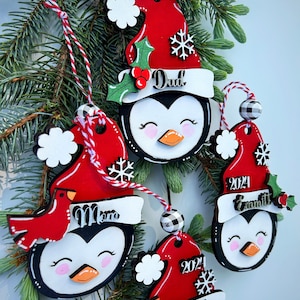 PERSONALIZED penguin ornament, personalized penguin, personalized ornament, Christmas stocking tag, personalized family Christmas snowman