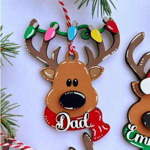 PERSONALIZED reindeer ornament, personalized Reindeer, personalized ornament, Christmas stocking tag, personalized family Christmas Reindeer immagine 2