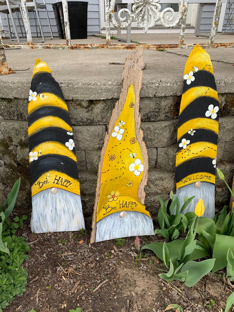 Gnome decor sign Bee Decor Front Porch Bumble Bee Etsy