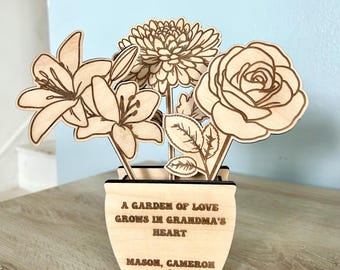 Mother's Day personalized gift, Birth flower in Personalized Mother's Day planter, Choose your birth flowers, Mother's Day gifts, Mom gift