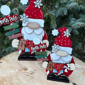 Santa Shelf sitter, North pole Santa, gnome shelf sitter, hand painted wood, Christmas decor, mantel decor, Santa gnome, Christmas gnome