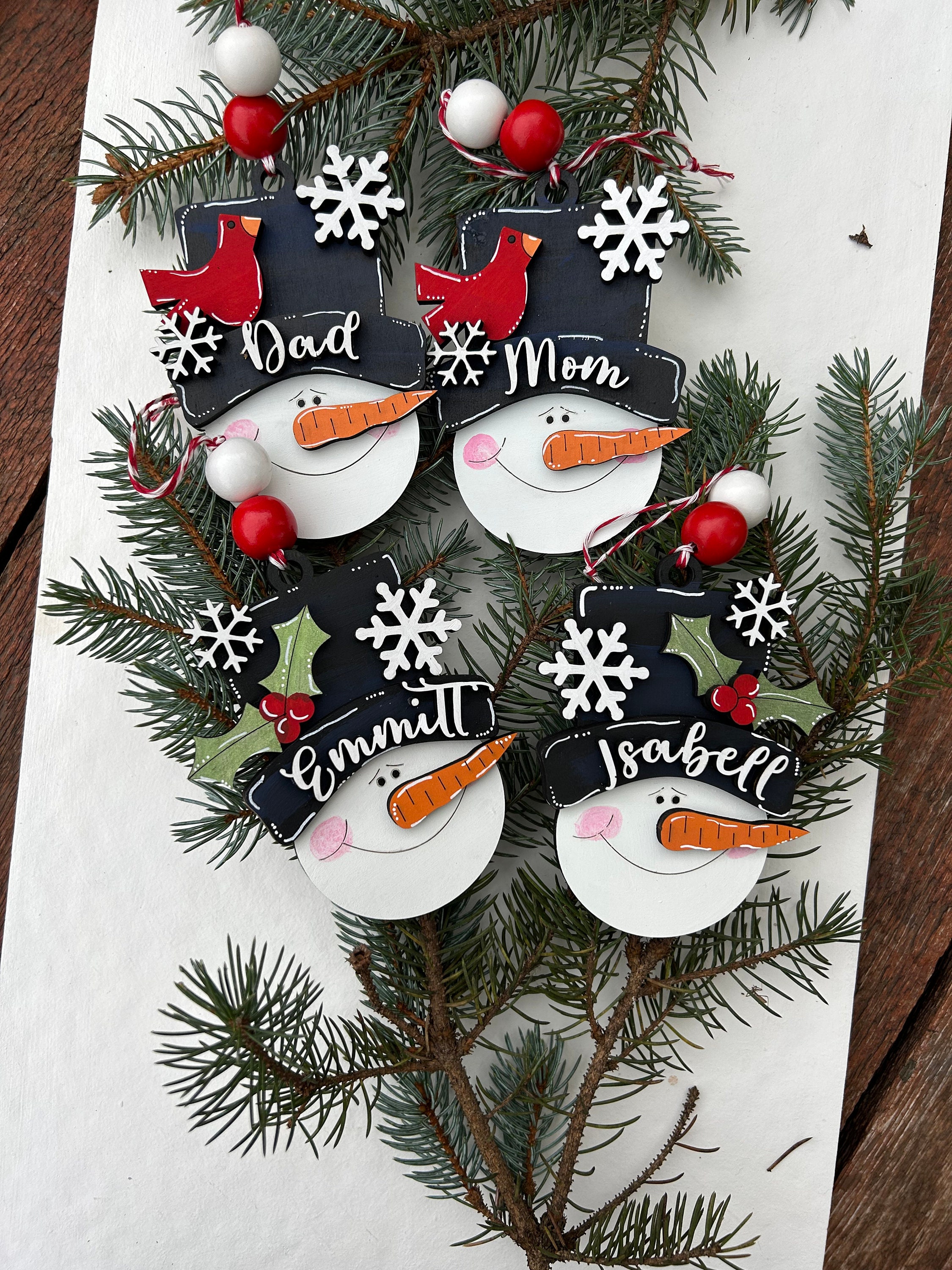 PERSONALIZED snowman ornament, personalized snowman, personalized ornament, Christmas stocking tag, personalized family Christmas snowman