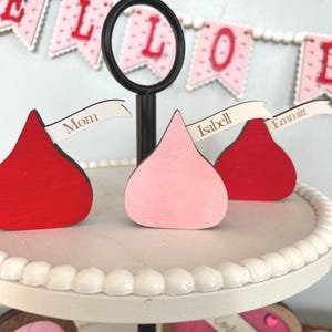 Personalized Mini Valentine Gift – Custom Wooden Candy Kiss Decor, Faux Candy Valentine’s Day Decoration, Cute Tier Tray Accent image 1
