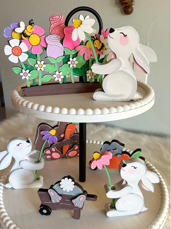 Easter Tiered tray, Spring Tiered Tray, Easter Tray Fillers, Bunny Tiered Tray decor, Easter Home Decor, Spring Home Decor, Spring