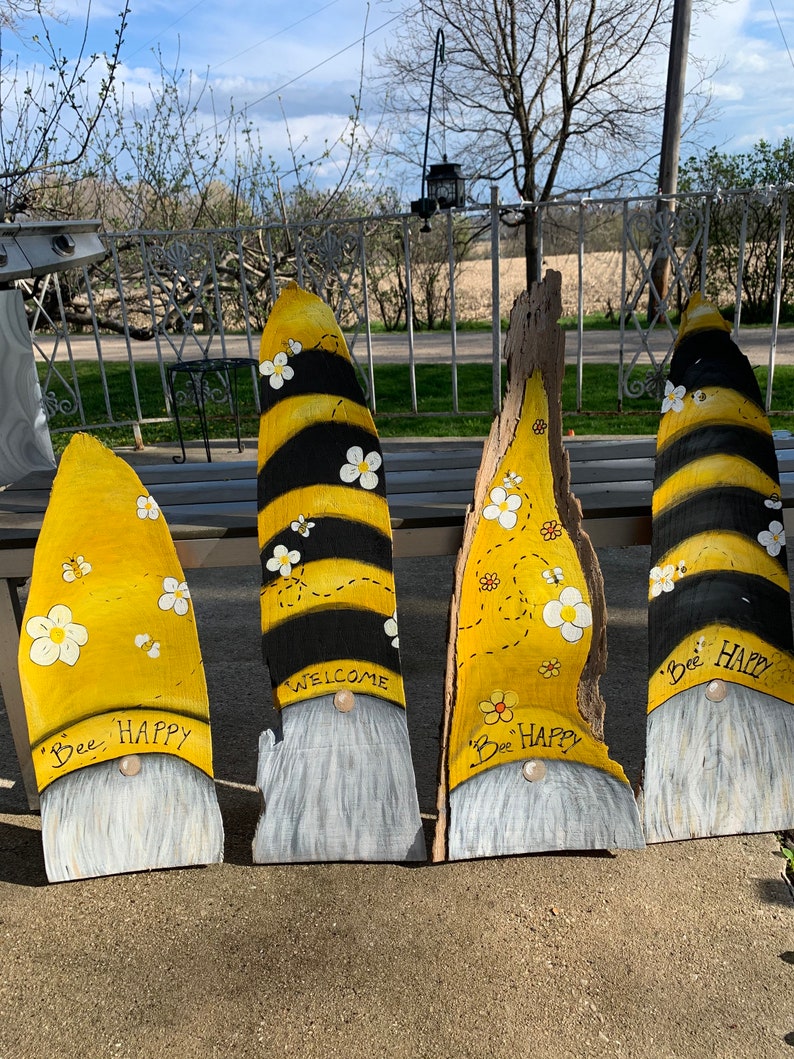 Gnome decor sign Bee Decor Front Porch Bumble Bee Etsy