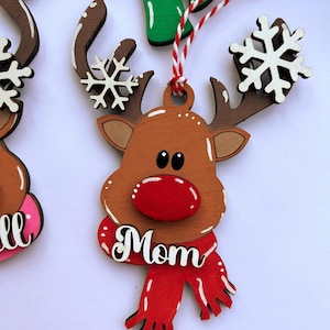 PERSONALIZED reindeer ornament, personalized Reindeer, personalized ornament, Christmas stocking tag, personalized family Christmas Reindeer immagine 9