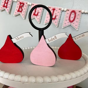Personalized Mini Valentine Gift – Custom Wooden Candy Kiss Decor, Faux Candy Valentine’s Day Decoration, Cute Tier Tray Accent image 15