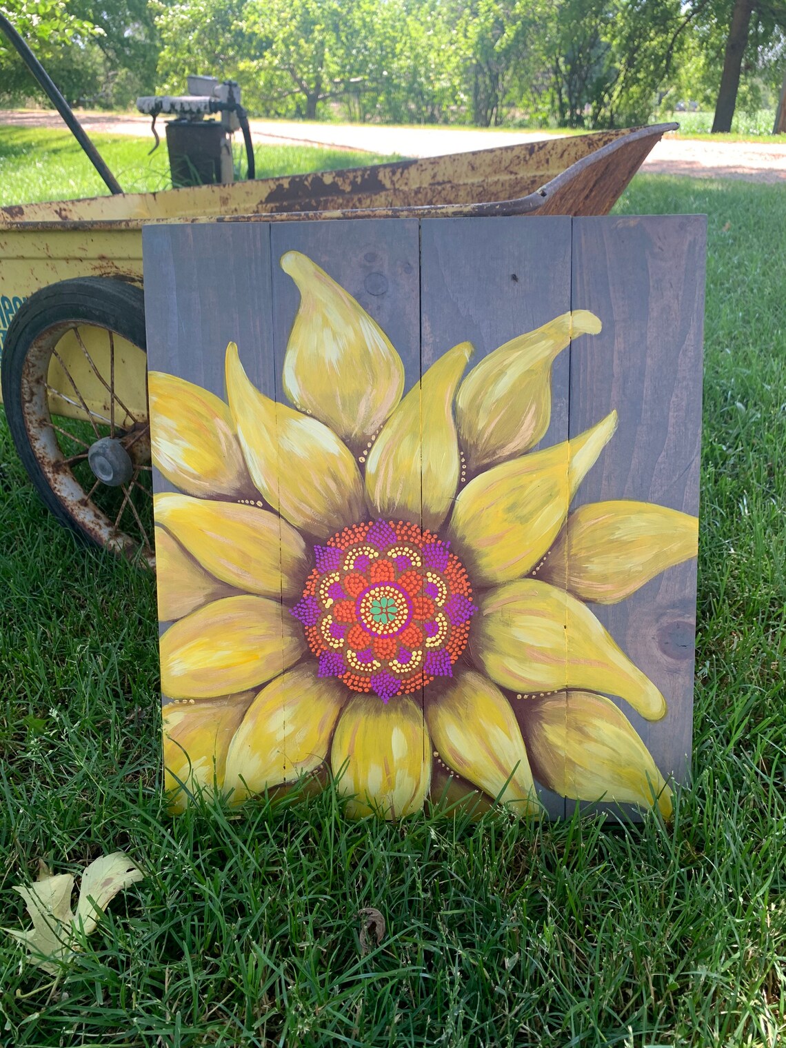 Yellow Sunflower sunflower barn door sunflower painting Etsy
