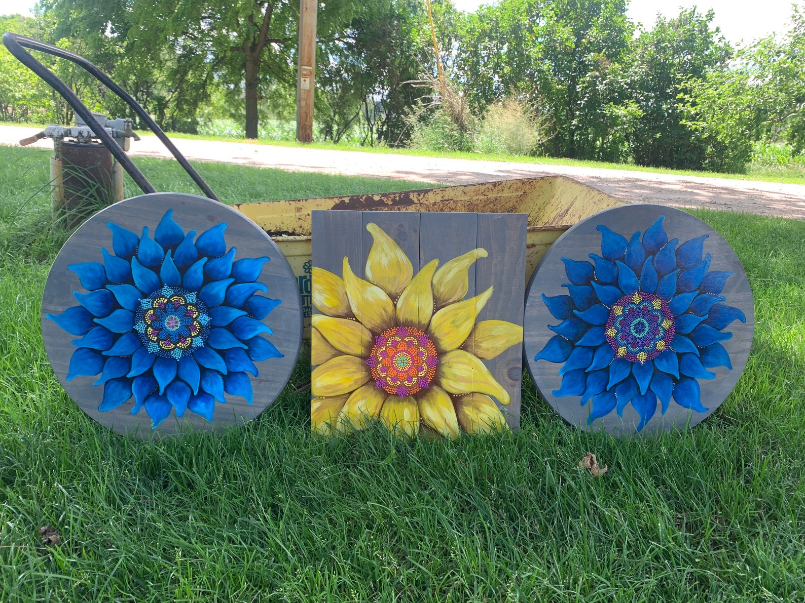 Yellow Sunflower Painting Sunflower on Wood. Sunflower Etsy