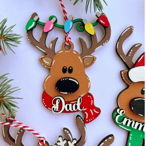 PERSONALIZED reindeer ornament, personalized Reindeer, personalized ornament, Christmas stocking tag, personalized family Christmas Reindeer immagine 10