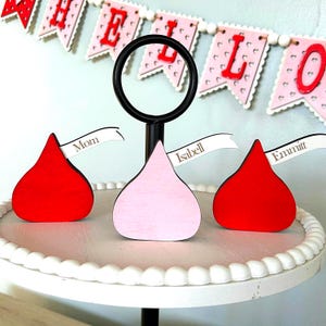 Personalized Mini Valentine Gift – Custom Wooden Candy Kiss Decor, Faux Candy Valentine’s Day Decoration, Cute Tier Tray Accent image 6