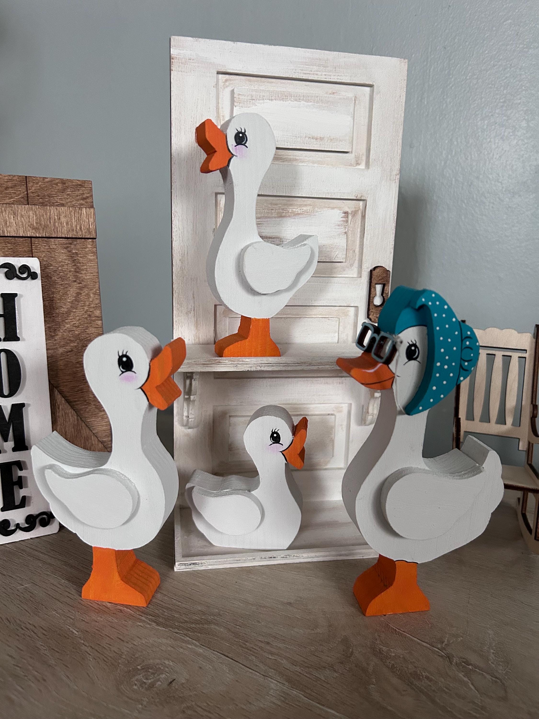 Farmhouse Goose Decor, Mother Goose Tiered Tray Decor, Wooden Goose