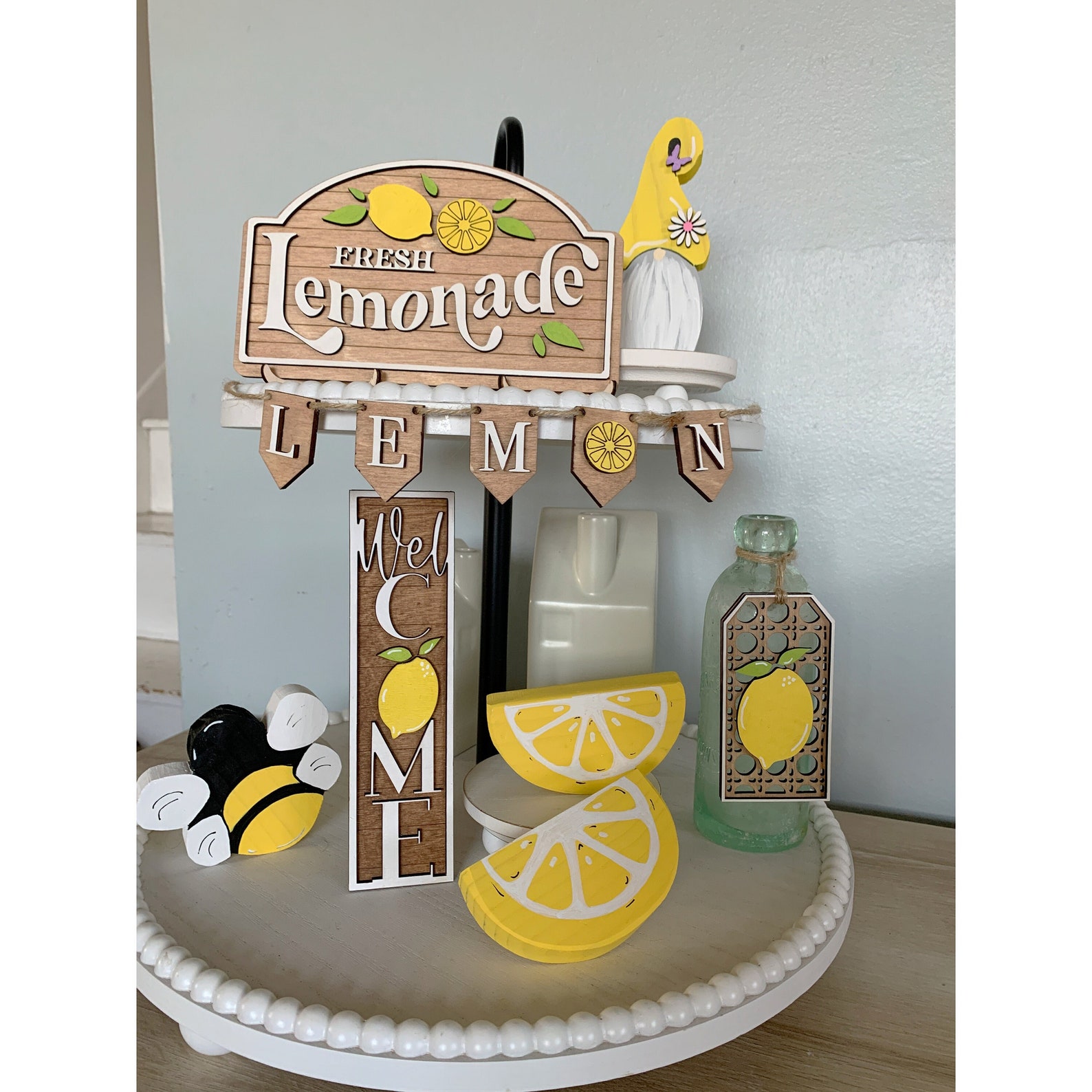 Lemon Tiered Tray, Summer Tray Decor, Lemon Tiered Tray Signs, Summer