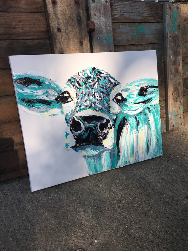 Cutsom Cow Painting. Cow Abstract Cow Art Cow Painting Etsy