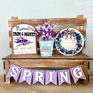 Lavender spring tiered tray, Spring tier tray flowers, Spring tiered tray, spring flower tiered tray, lavender decor, spring tray decor
