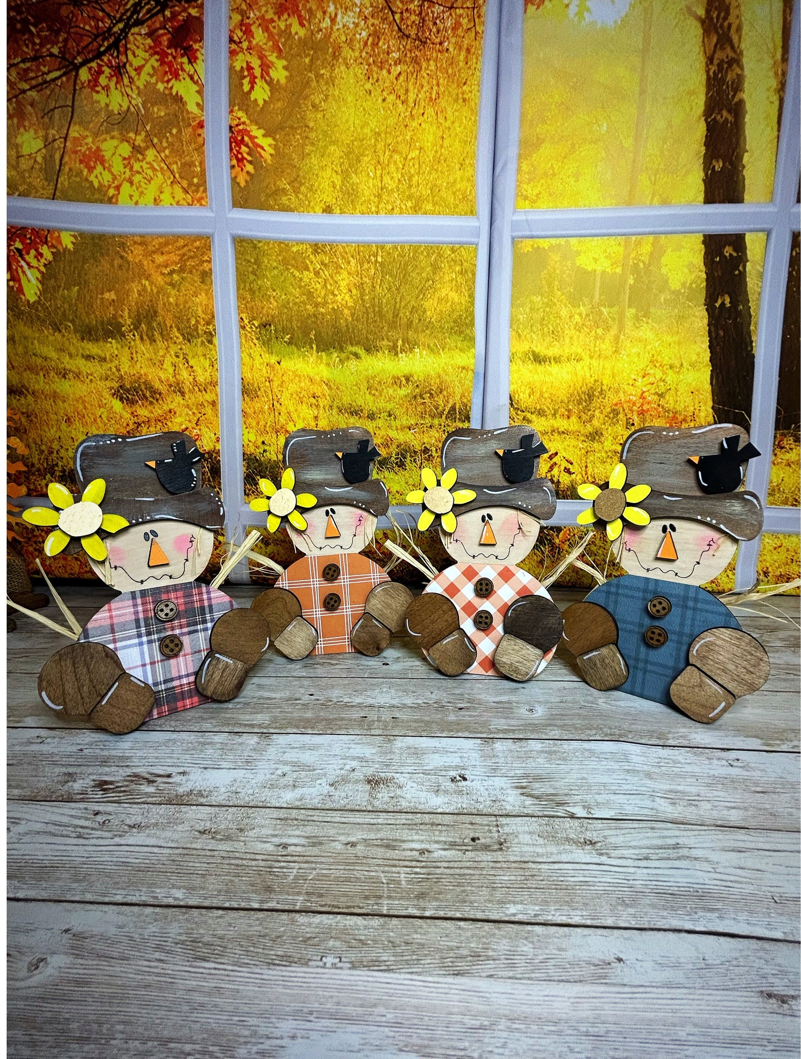 Fall Scarecrow Shelf Sitter | Hand Painted Autumn Decor | Tiered Tray ...