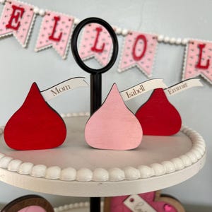 Personalized Mini Valentine Gift – Custom Wooden Candy Kiss Decor, Faux Candy Valentine’s Day Decoration, Cute Tier Tray Accent image 14