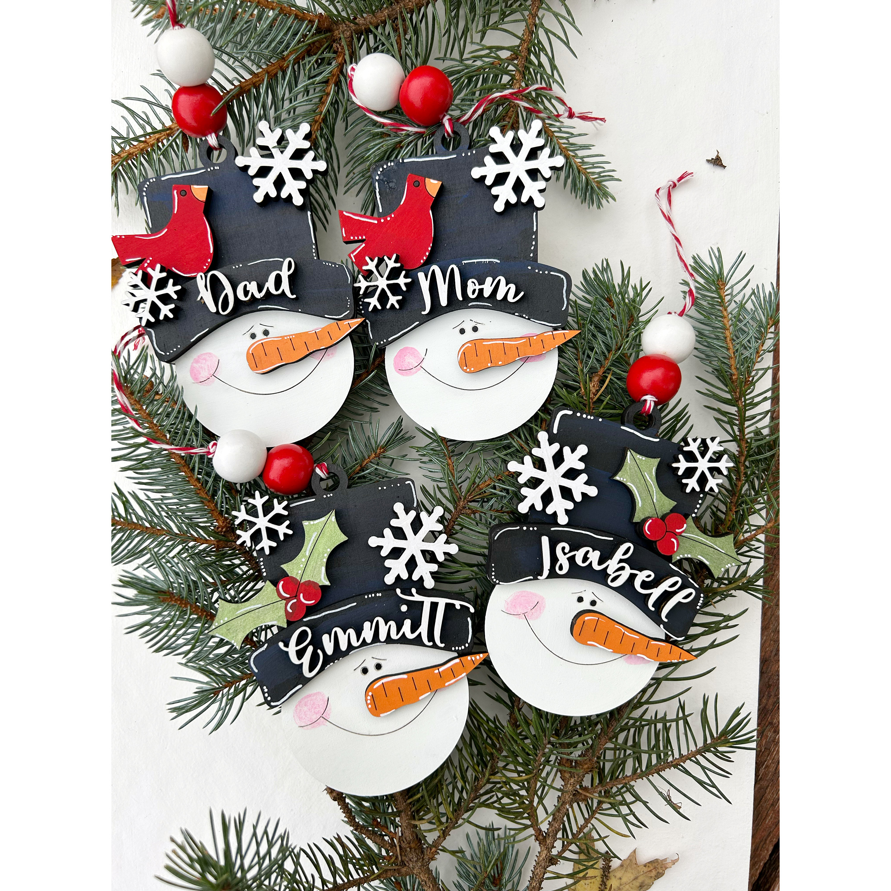 PERSONALIZED snowman ornament, personalized snowman, personalized ornament, Christmas stocking tag, personalized family Christmas snowman