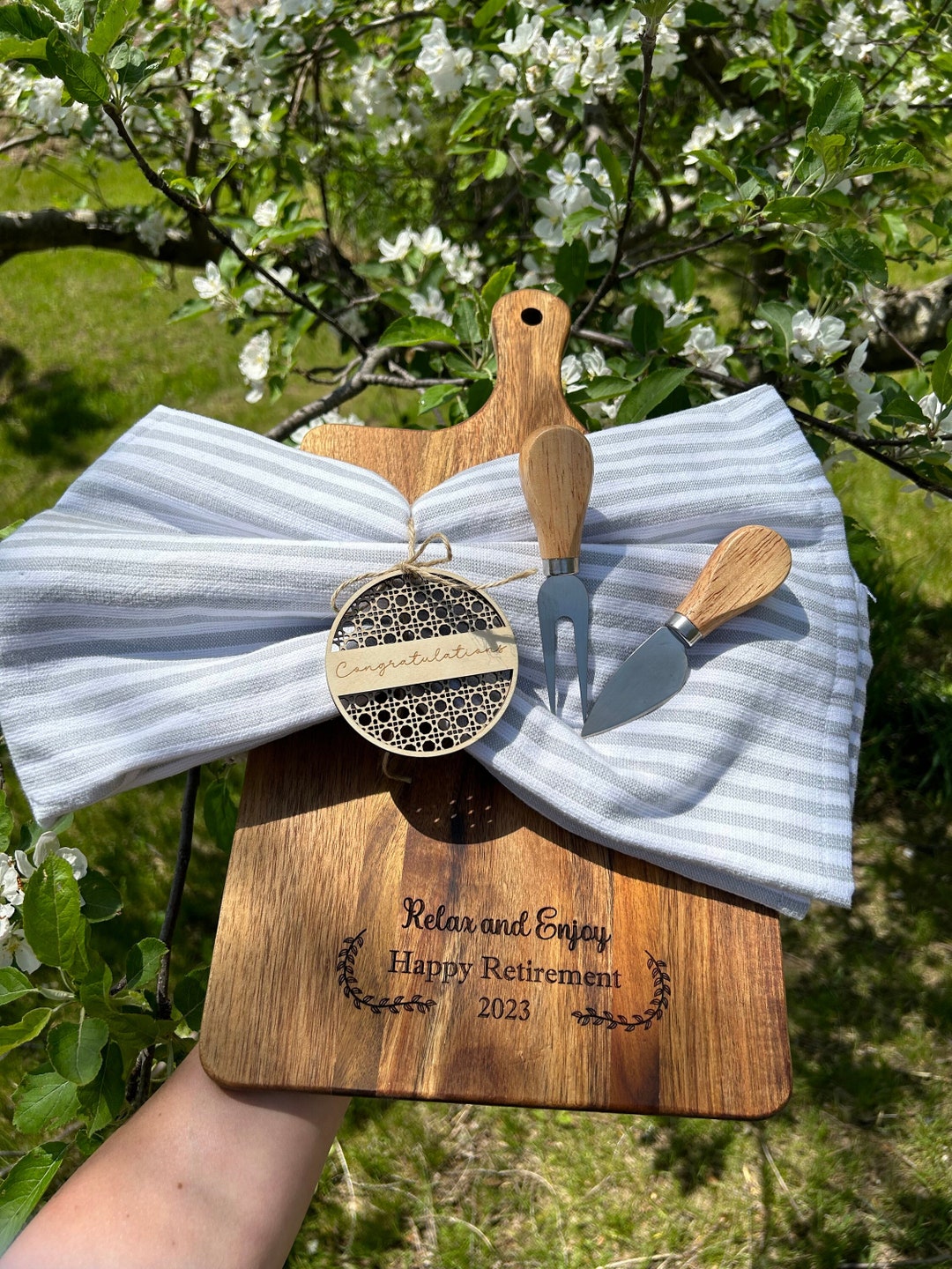 Personalized Cheese Board Gift Set, Custom Cheese Board Set, Engraved