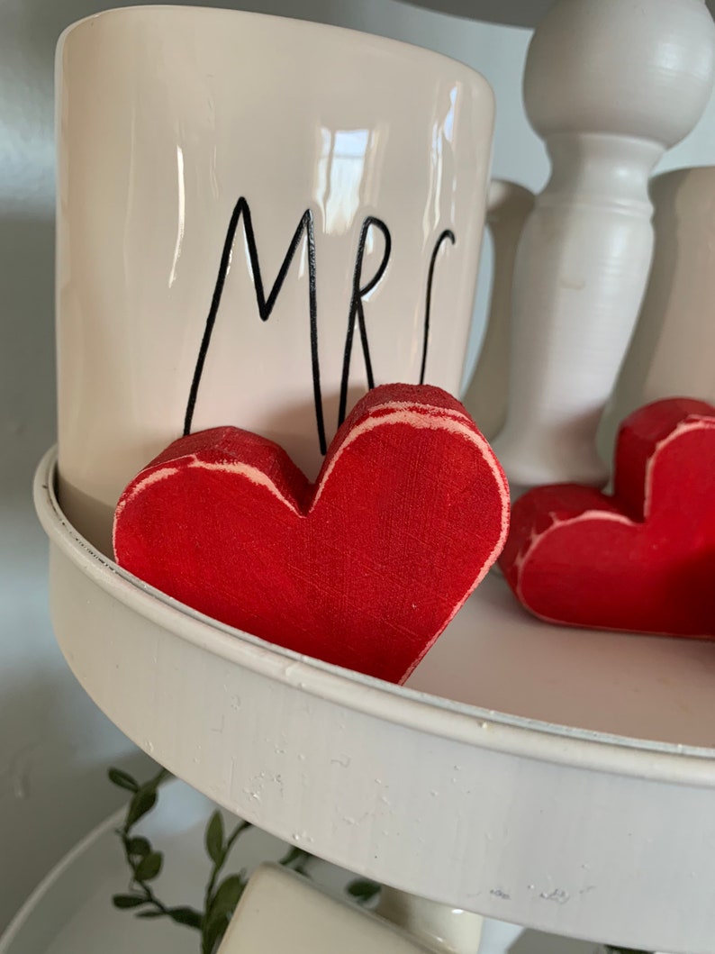 Valentine Heart Tiered Tray Decor Set of 3 Valentine Day Etsy