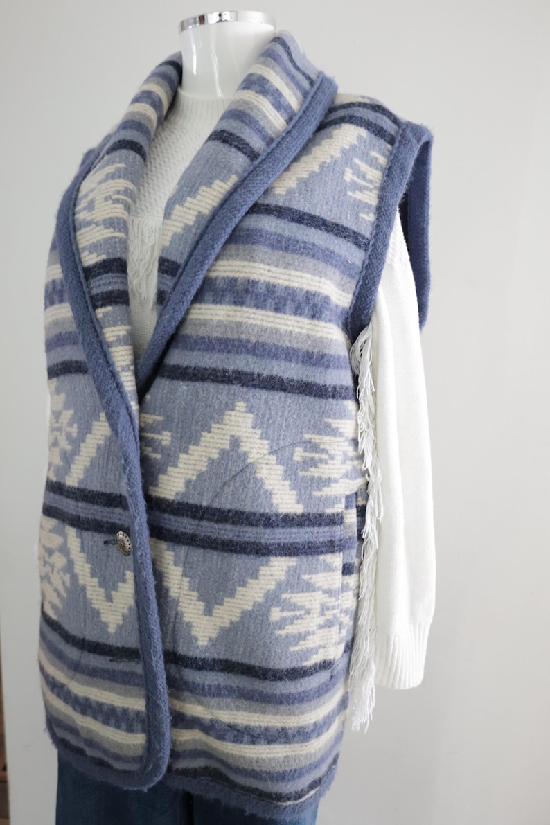 Vintage Woolrich Navajo style Wool Vest Womens WOOLRICH Long Southwest Heavy Wool Blanket Vest M Coastal Cowgirl Pendleton blanket style image 9