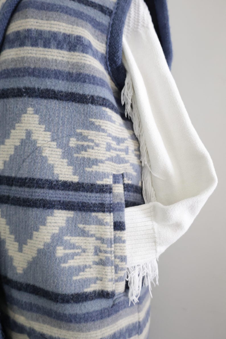 Vintage Woolrich Navajo style Wool Vest Womens WOOLRICH Long Southwest Heavy Wool Blanket Vest M Coastal Cowgirl Pendleton blanket style image 11