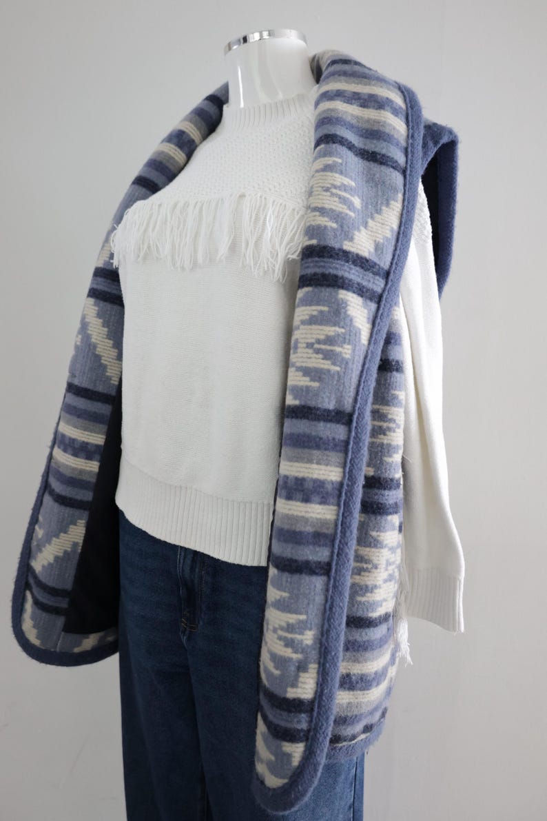 Vintage Woolrich Navajo style Wool Vest Womens WOOLRICH Long Southwest Heavy Wool Blanket Vest M Coastal Cowgirl Pendleton blanket style image 14